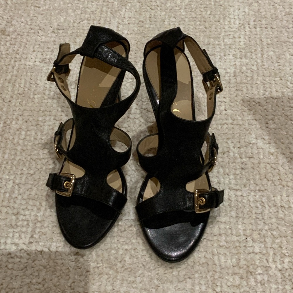 Boutique 9 Black Leather Strappy Heels